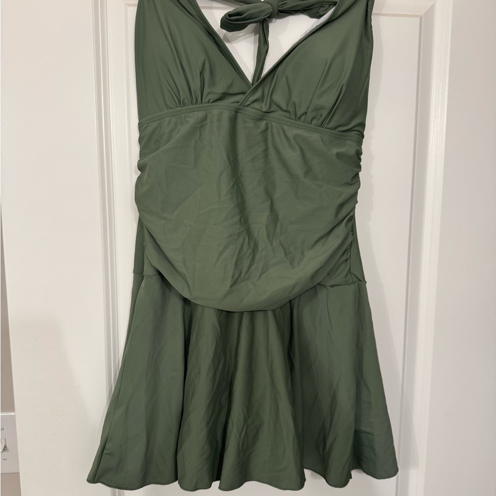 Green Halter swim dress